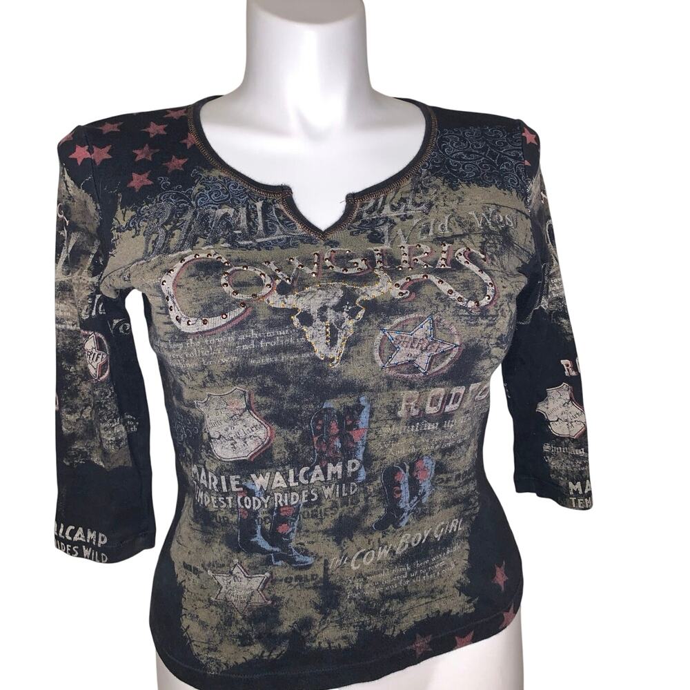 Cactus Western Cowgirl Rodeo Wild West Vintage Shirt Size M